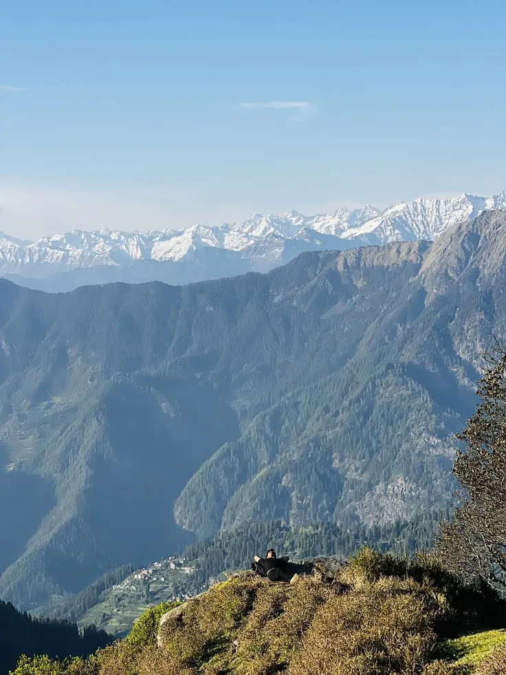 Snow-capped Himalayan range seen from a ridge near Raghupur Fort